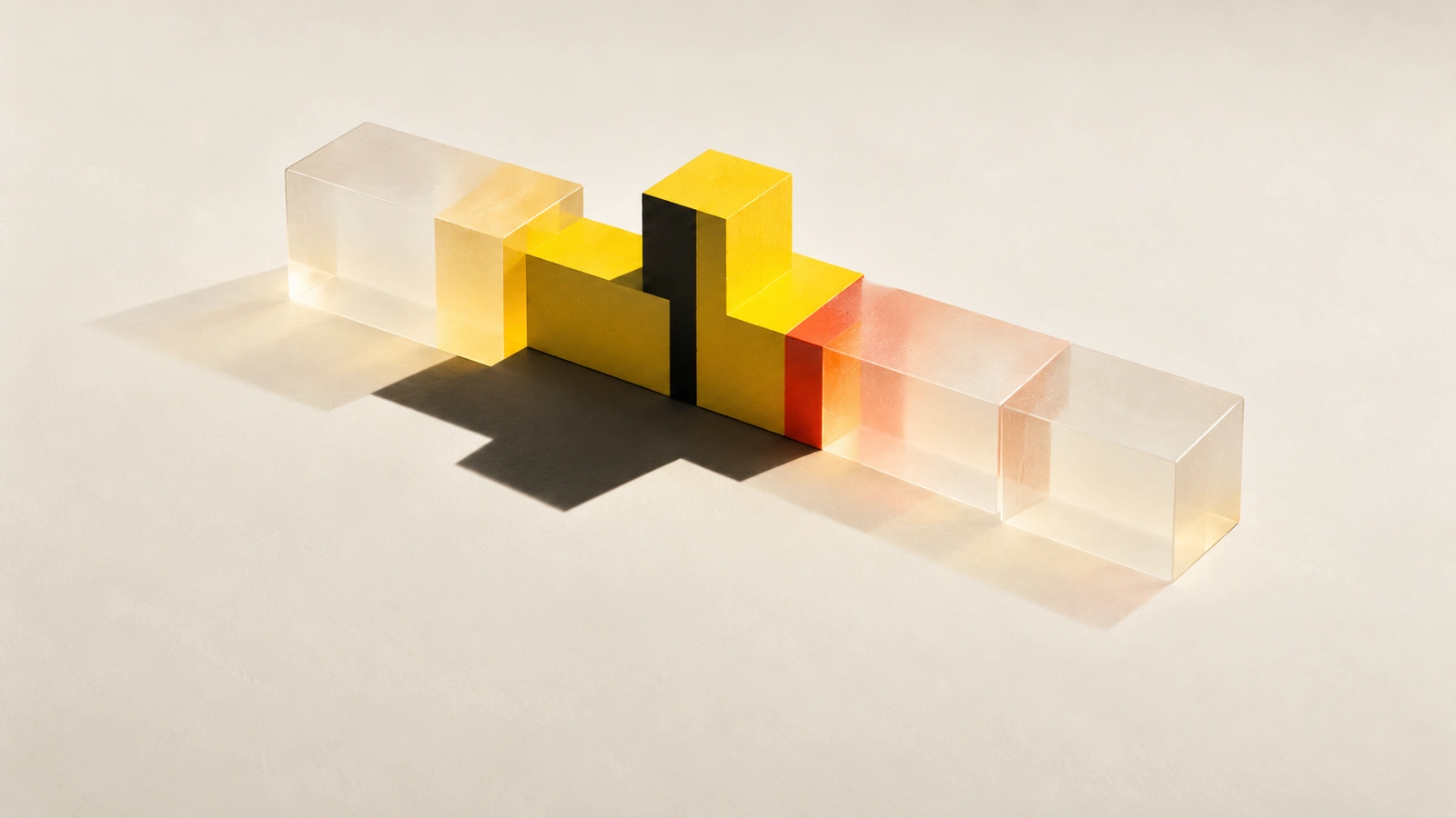 Translucent adjustment blocks extend beyond an opaque core whose shorter shadow represents transferable earnings.